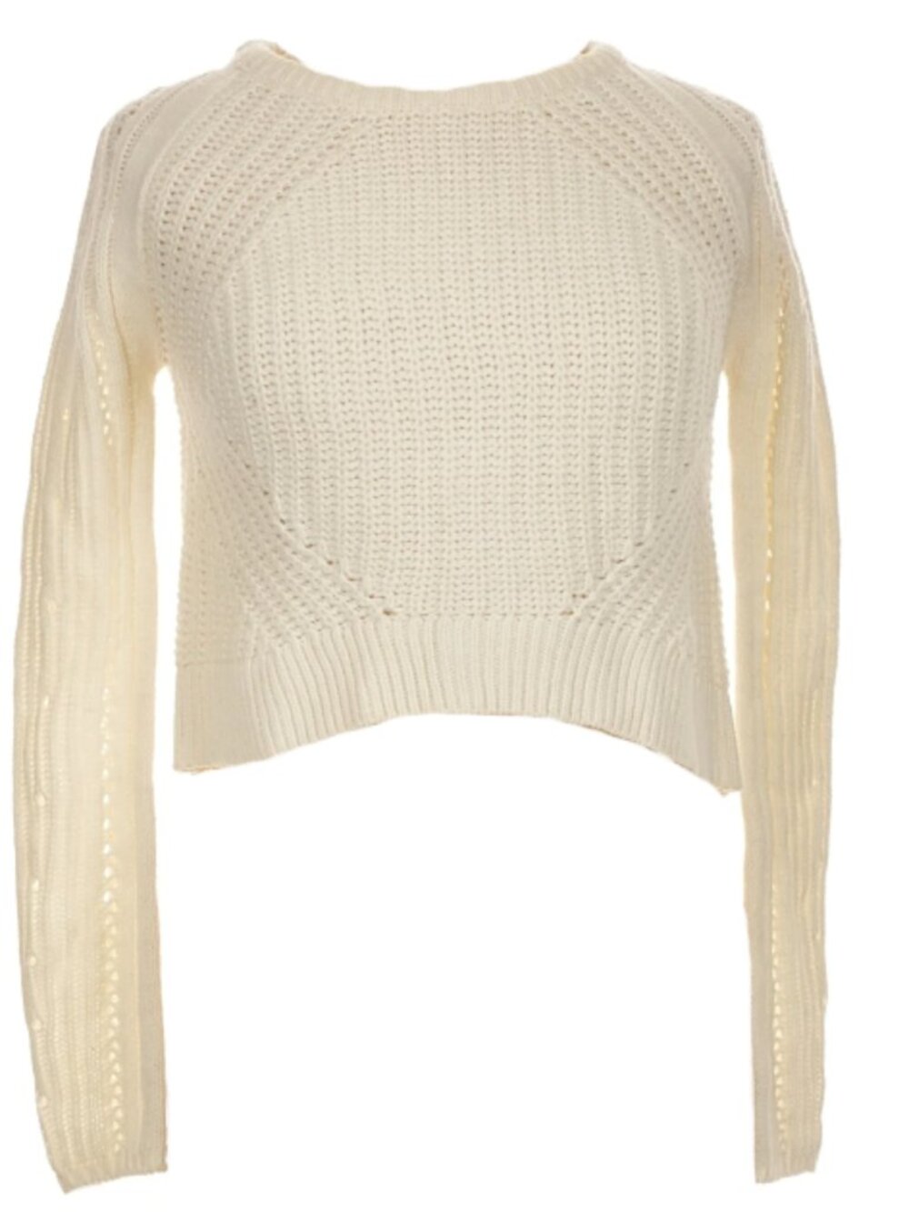 Aqua Cream Cropped Knit Sweater